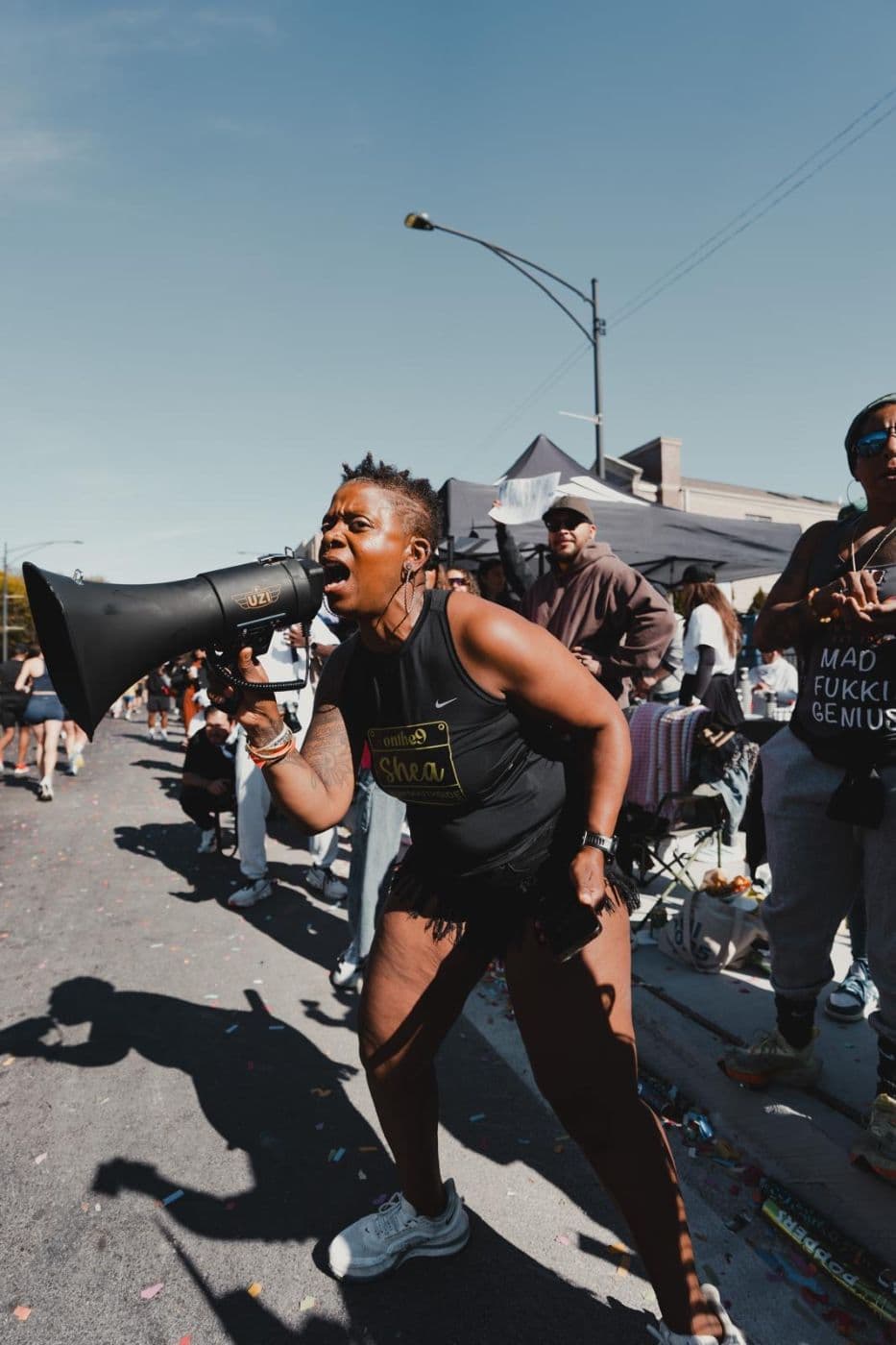 Cheering on the megaphone